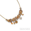 14kt Gold Gemset Charm Necklace