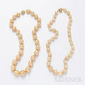 Two Golden South Sea Pearl Necklaces