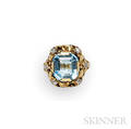 14kt Gold Aquamarine and Diamond Ring