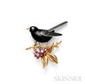 Enamel Bird Brooch