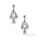 14kt White Gold Sapphire and Diamond Earpendants
