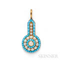 Gold Turquoise and Pearl Pendant