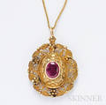 Antique Gold and Ruby Pendant