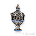 Antique Enamel and Rosecut Diamond Urnform PendantBrooch