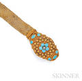 Antique 18kt Gold and Turquoise Cannetillework Bracelet