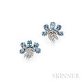 Platinum Aquamarine and Diamond Earrings