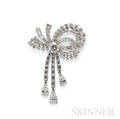 Platinum and Diamond Bow Brooch