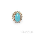 14kt Gold Turquoise and Diamond Ring