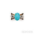 18kt Gold Turquoise and Diamond Ring
