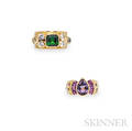 Two 18kt Gold Gemset Rings