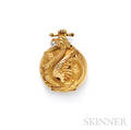 Art Nouveau 18kt Gold and Diamond Openface Pendant Watch