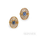 18kt Gold Sapphire and Diamond Earrings Harry Winston
