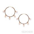 18kt Gold and Cultured Pearl Hoop Earrings Christian Dior