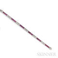 Platinum Ruby and Diamond Line Bracelet Waslikoff