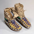 Plains Cree Beaded Hide Mans Moccasins