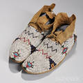 Pair of Cheyenne Beaded Hide Mans Moccasins