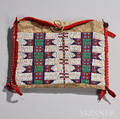 Lakota Muslin and Hide Beaded Womans Work Bag