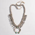 Southwest Silver and Turquoise Squash Blossom Necklace
