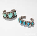 Two Southwest Silver and Turquoise Bracelets