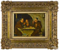 Continental oil on board tavern scene
