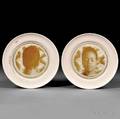 Carrie Mae Weems American b 1953 Two China Plates with Photographic Portraits Front and Back of a Young Woman