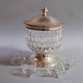 German 800 Silvermounted Colorless Crystal Punch Bowl