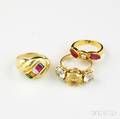 Three Gold Gemset Rings