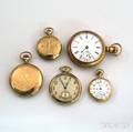 14kt Gold Ladys and Four Other Goldfilled Waltham Watches