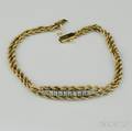 14kt Gold Ropetwist and Diamond Bracelet
