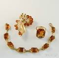 Three Pieces of Gold and Citrine Jewelry