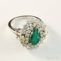 Platinum Emerald and Diamond Ring