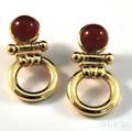 14kt Gold and Carnelian Door Knocker Earpendants