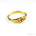 Victorian Bicolor 14kt Gold and Rosecut Diamond Hinged Bangle Bracelet