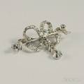 14kt White Gold and Diamond Ribbon Brooch