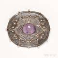 William Spratling Sterling Silver and Amethyst Brooch