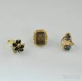 Three Gold Gemset Cocktail Rings