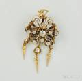 Antique 14kt Gold and Diamond PendantBrooch