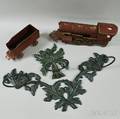 Two Cast Iron Acornpattern Garden Pot Holders and Two Dayton Hill Climber Trains
