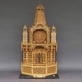 Large Folkcarved Wooden Fretwork Church Building Clock