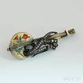 Antique Enamel and Diamond Mandolin Brooch