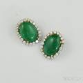 Pair of Jade and Diamond Earclips