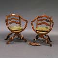 Pair of Continental Fruitwood Armchairs