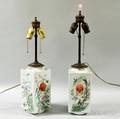 Pair of Famille Rose Lamps