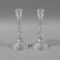 Pair of Tiffany amp Co Clear Glass Candlesticks