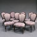 Set of Eight Joseph Gerte Co Federalstyle Upholstered Mahogany Side Chairs
