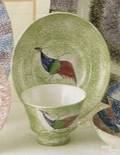 Green spatter cup and saucer