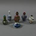 Six Chinese Glass and Porcelain Snuff Bottles