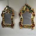 Pair of Rococostyle Paintdecorated and Gilt Mirrors