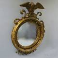 Federalstyle Giltgesso and Wood Convex Girandole Mirror with Eagle Crest