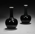 Pair of Mirror Black Bottle Vases